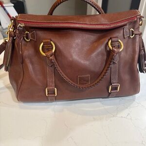 Dooney & Bourke Brown Satchel with Gold Accents